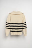 MAGLIONE BEIGE ZIP A RIGHE NERE
