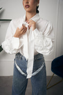 CAMICIA BIANCA MANICA FIORE
