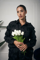 COORDINATO CAMICIA CON ROSE NERO