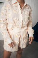COORDINATO CAMICIA CON ROSE BEIGE