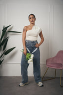 TOP MONOSPALLA FIORE BIANCO
