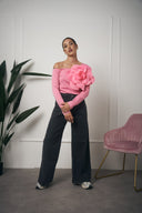 MAGLIA MANICA LUNGA FIORE ROSA