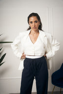 BLAZER OVER CON GILET BIANCO