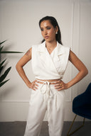 TAILLEUR GILET CON LACCI BIANCO