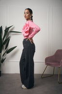 MAGLIA MANICA LUNGA FIORE ROSA