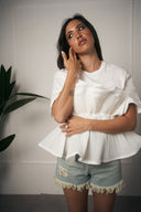 T-SHIRT VOLANT BIANCA
