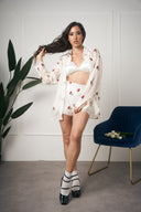 BRALETTE LUCIDO CON PIZZO BIANCO