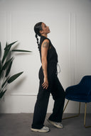 TAILLEUR NERO GILET CON SPALLE IMBOTTITE