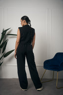 TAILLEUR NERO GILET CON SPALLE IMBOTTITE