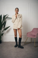 BLAZER BEIGE CON SPILLA A FIORE