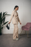 TAILLEUR BEIGE CON FASCIA SCURO