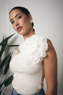 TOP MONOSPALLA FIORE BIANCO