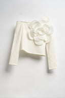 MAGLIA MANICA LUNGA FIORE BIANCA