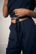 TAILLEUR GILET CON LACCI BLU