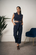 TAILLEUR GILET CON LACCI BLU