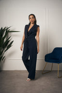 TAILLEUR BLU GILET CON SPALLE IMBOTTITE