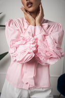 CAMICIA ROSA MANICA FIORE