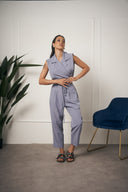 TAILLEUR GILET CON LACCI CELESTE