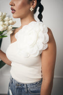TOP MONOSPALLA FIORE BIANCO