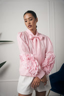 CAMICIA ROSA MANICA FIORE