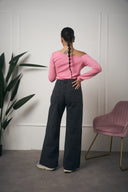 MAGLIA MANICA LUNGA FIORE ROSA