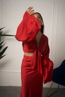 COORDINATO IN RASO ROSSO
