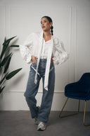 CAMICIA BIANCA MANICA FIORE