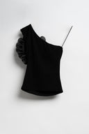 TOP MONOSPALLA FIORE NERO