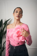 MAGLIA MANICA LUNGA FIORE ROSA