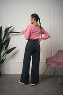 MAGLIA MANICA LUNGA FIORE ROSA