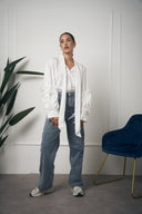 CAMICIA BIANCA MANICA FIORE