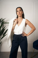 BLAZER OVER CON GILET BIANCO