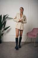 BLAZER BEIGE CON SPILLA A FIORE