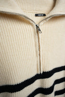 MAGLIONE BEIGE ZIP A RIGHE NERE