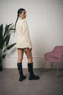 BLAZER BEIGE CON SPILLA A FIORE