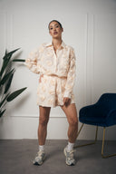 COORDINATO CAMICIA CON ROSE BEIGE