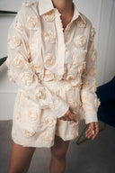COORDINATO CAMICIA CON ROSE BEIGE