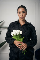 COORDINATO CAMICIA CON ROSE NERO