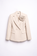 BLAZER BEIGE CON SPILLA A FIORE