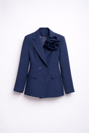 BLAZER BLU CON SPILLA A FIORE