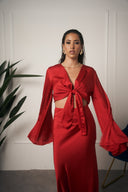 COORDINATO IN RASO ROSSO