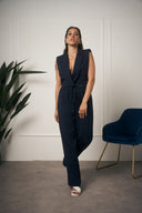 TAILLEUR BLU GILET CON SPALLE IMBOTTITE