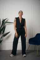 TAILLEUR NERO GILET CON SPALLE IMBOTTITE