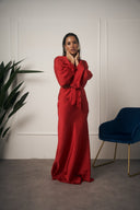 COORDINATO IN RASO ROSSO