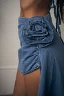 COORDINATO CROP DENIM CON ROSE