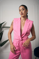 TAILLEUR ROSA GILET CON SPALLE IMBOTTITE