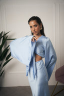 COORDINATO IN RASO AZZURRO
