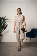 TAILLEUR GILET CON LACCI BEIGE