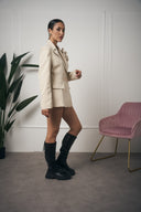 BLAZER BEIGE CON SPILLA A FIORE