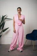 TUTA LUNGA CON FIORE ROSA